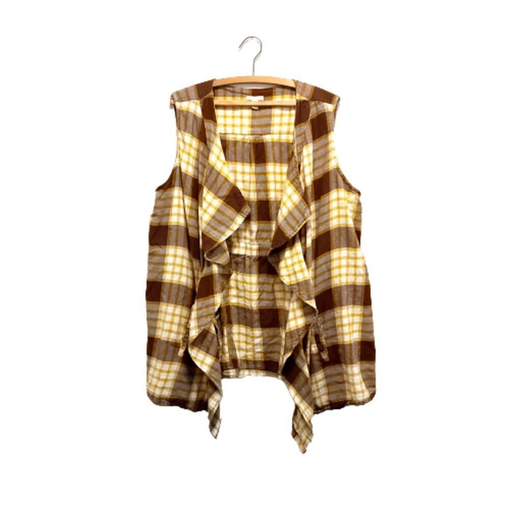 C Est 1946 Plaid Vest Yellow Size 22 Cabincore